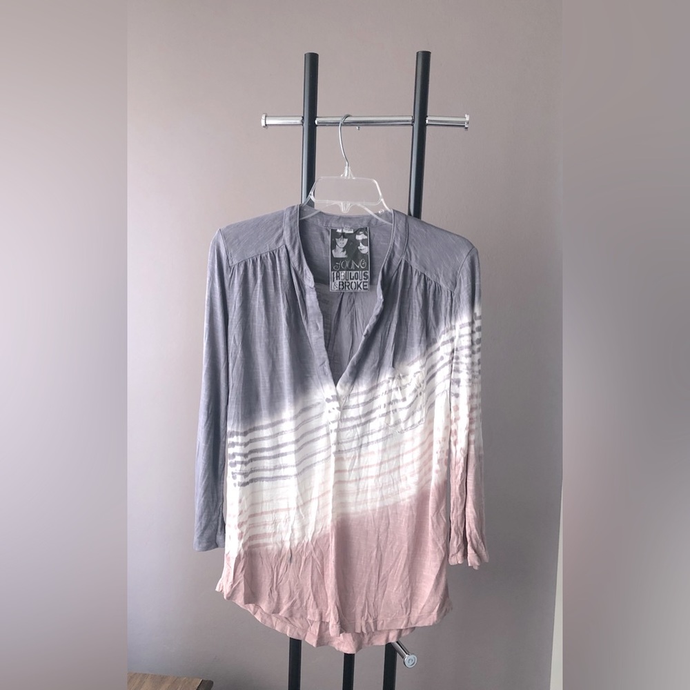 Young Fabulous & Broke Pink Grey Top